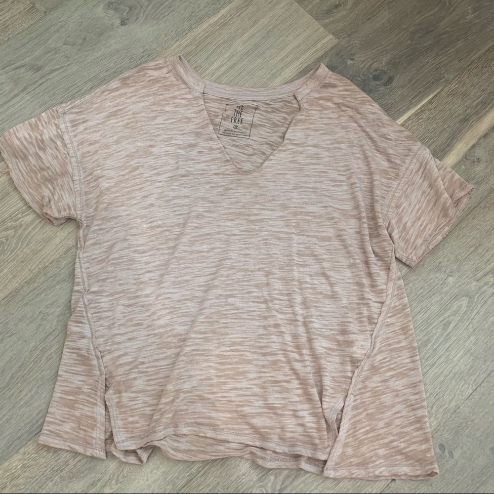 Tan Free People V-Neck Top